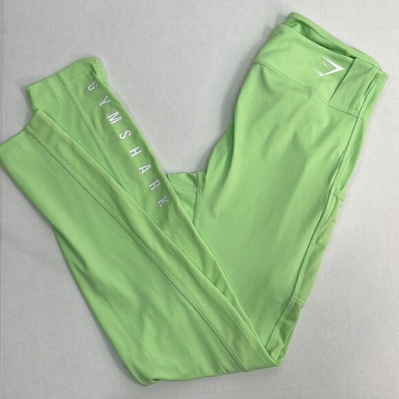 Gymshark high waisted mesh spell out Bali green leggings size medium NWT - Picture 6 of 14